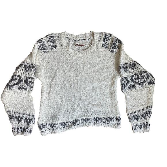 Anthropologie Pilcro Cream and Gray Shaggy Tribal Sweater. Women's Medium. - Picture 1 of 7